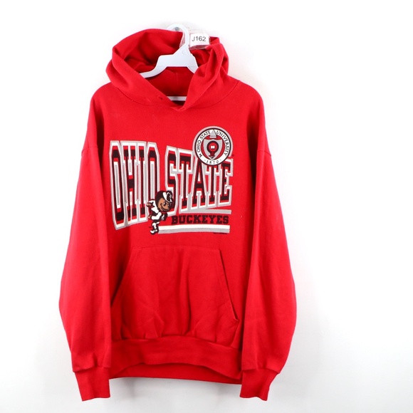 Vintage 90s Ohio State University Hoodie Red USA - Picture 1 of 11